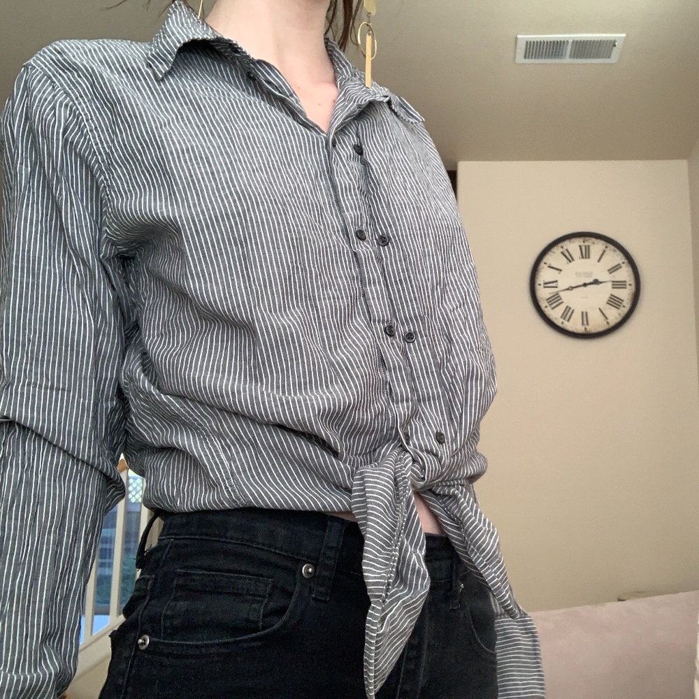 Blue and White Pinstripe Collared Button Down